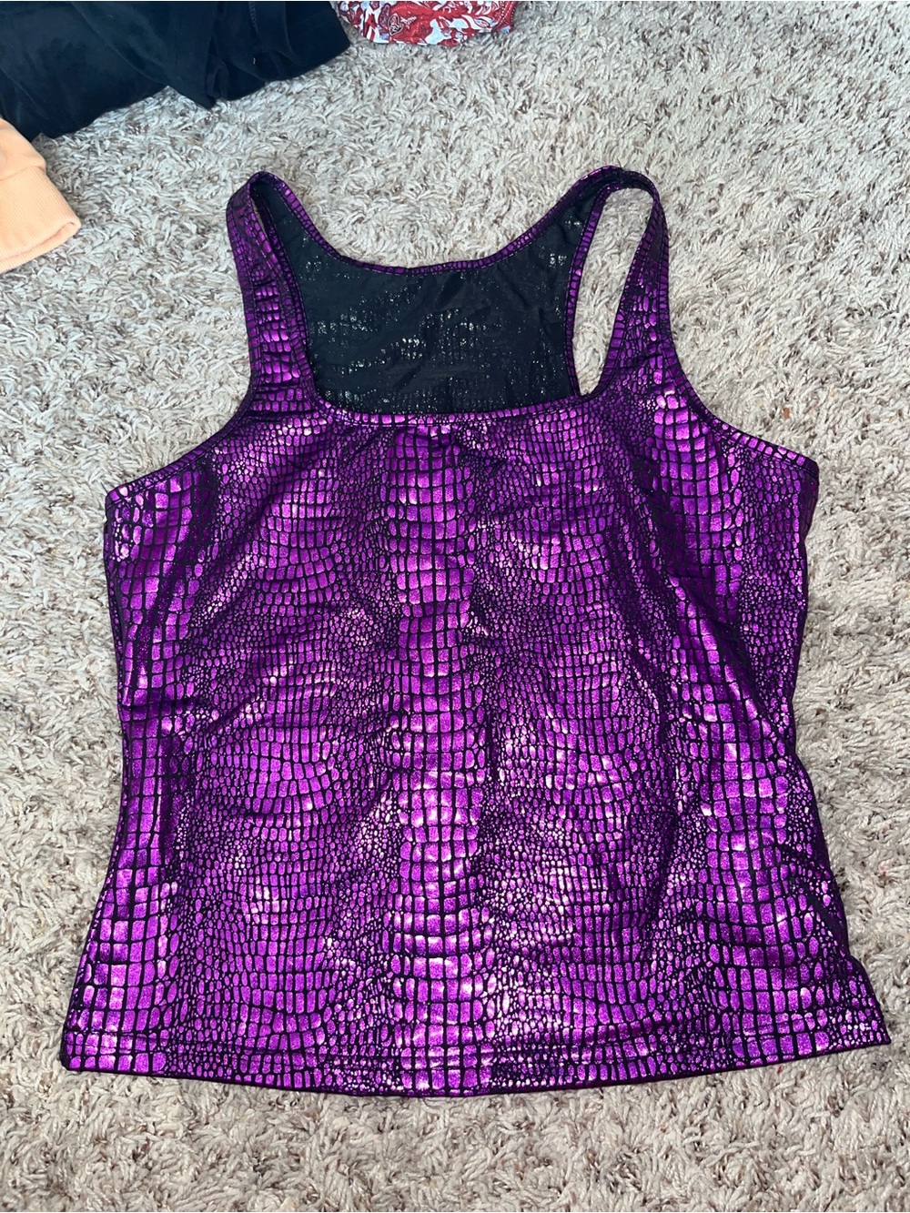 Women's Purple Metallic Croc-Print Tank Top